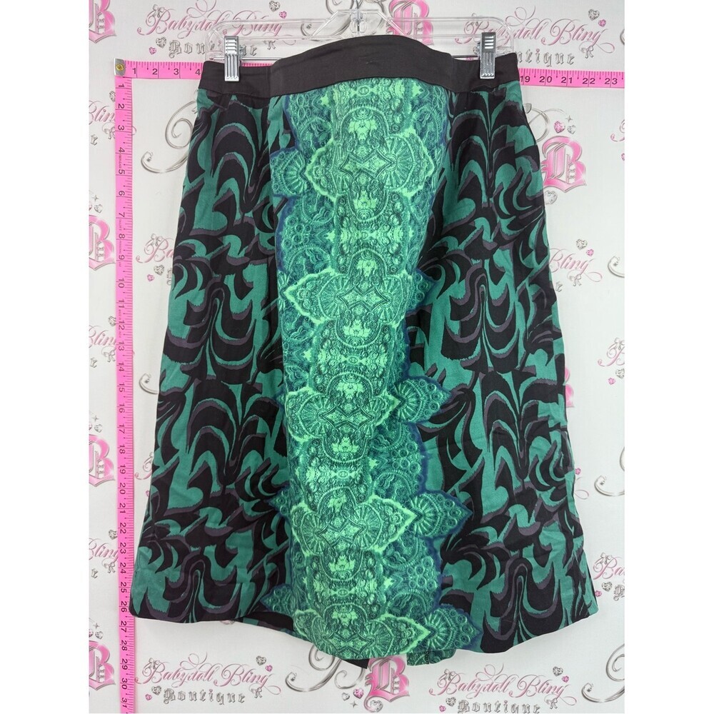 Jules & Leopold skirt bright Black and Emerald Green Patterned A-Line Skirt